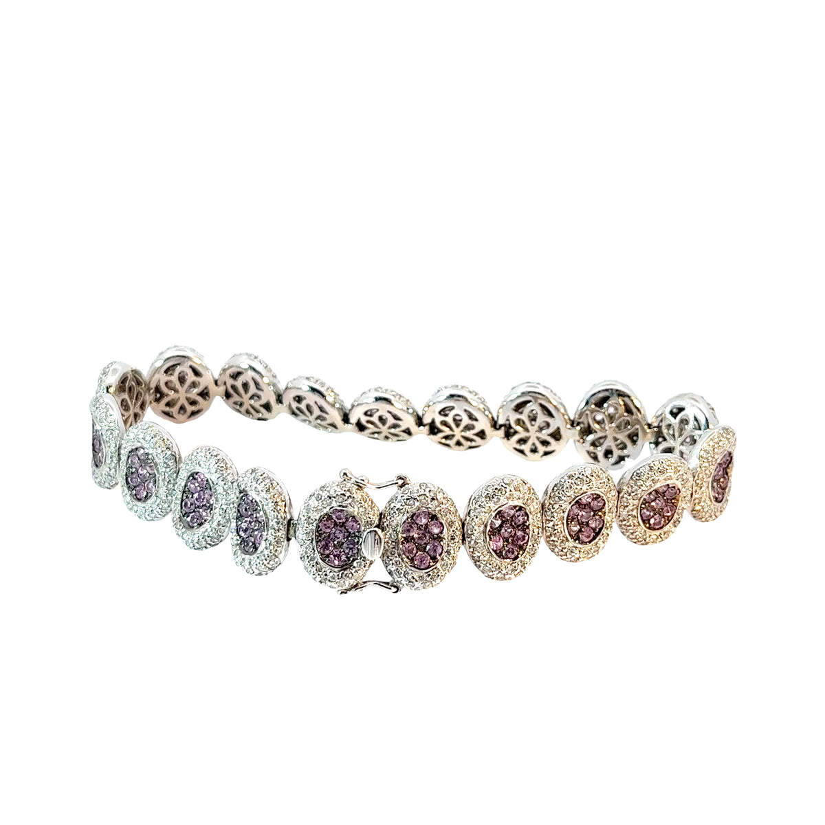Ladies 18k white gold Pink Sapphire and Diamond Bracelet