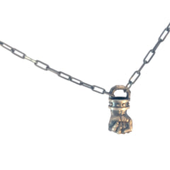 Sterling Silver 22.1 gram Paperclip Neck with a Hand Fist Pendant