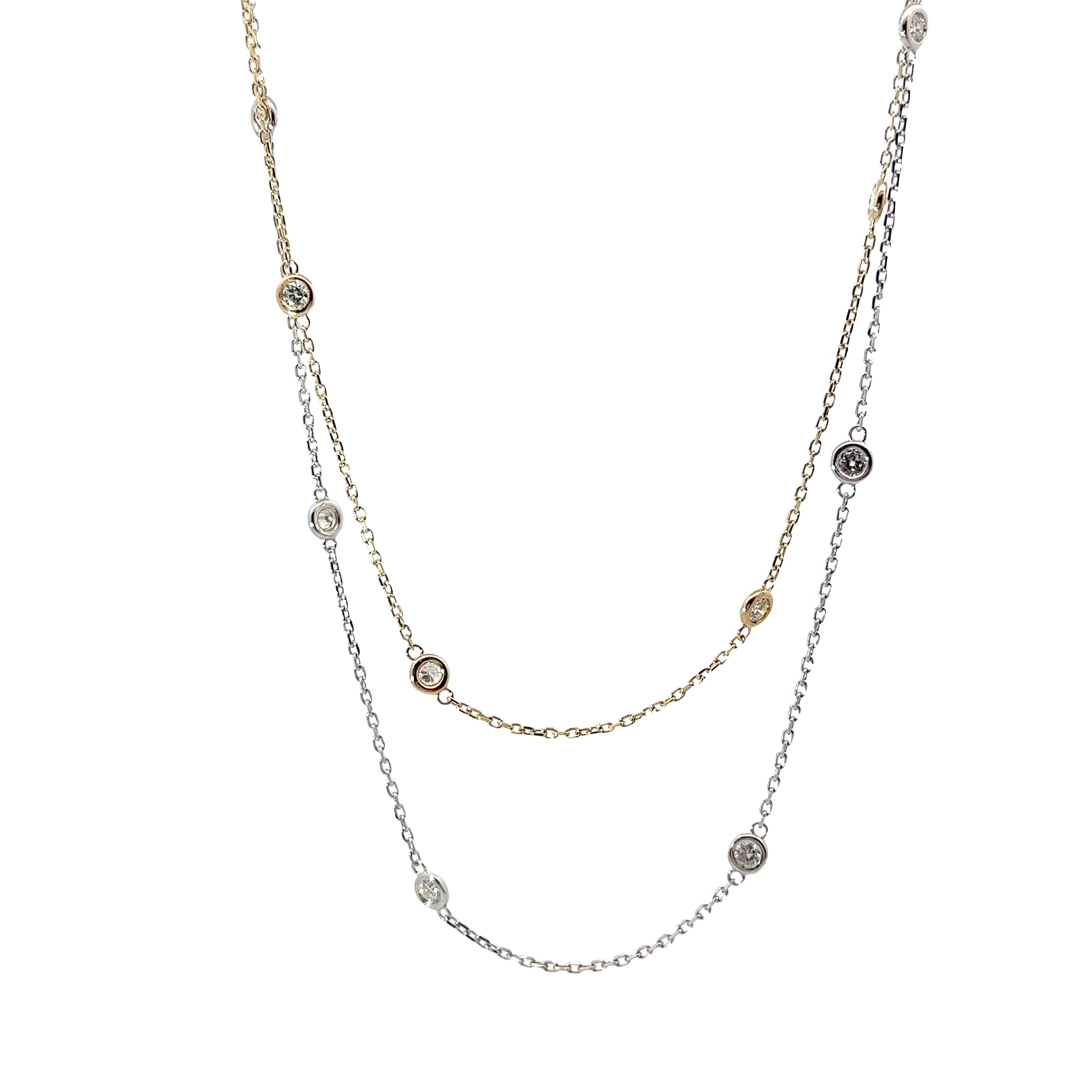 14k White Gold  1.00ct G SI1 10 Round Diamond By the Yard Necklace  18" inch