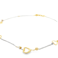 14k Two Tone Heart Anklet Bracelet 2.3 gram