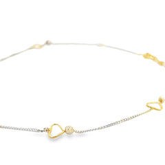 14k Two Tone Heart Anklet Bracelet 2.3 gram