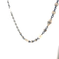 Sterling Silver 42.30 Gram Pearl, Black Onyx, and Cubic Zirconium Beaded Necklace