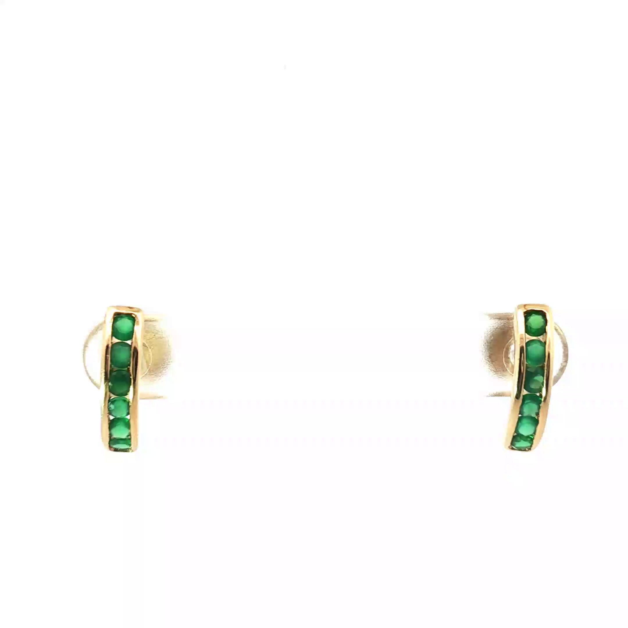 18k Yellow Gold .75ct Round AA Colombian Emerald Earrings