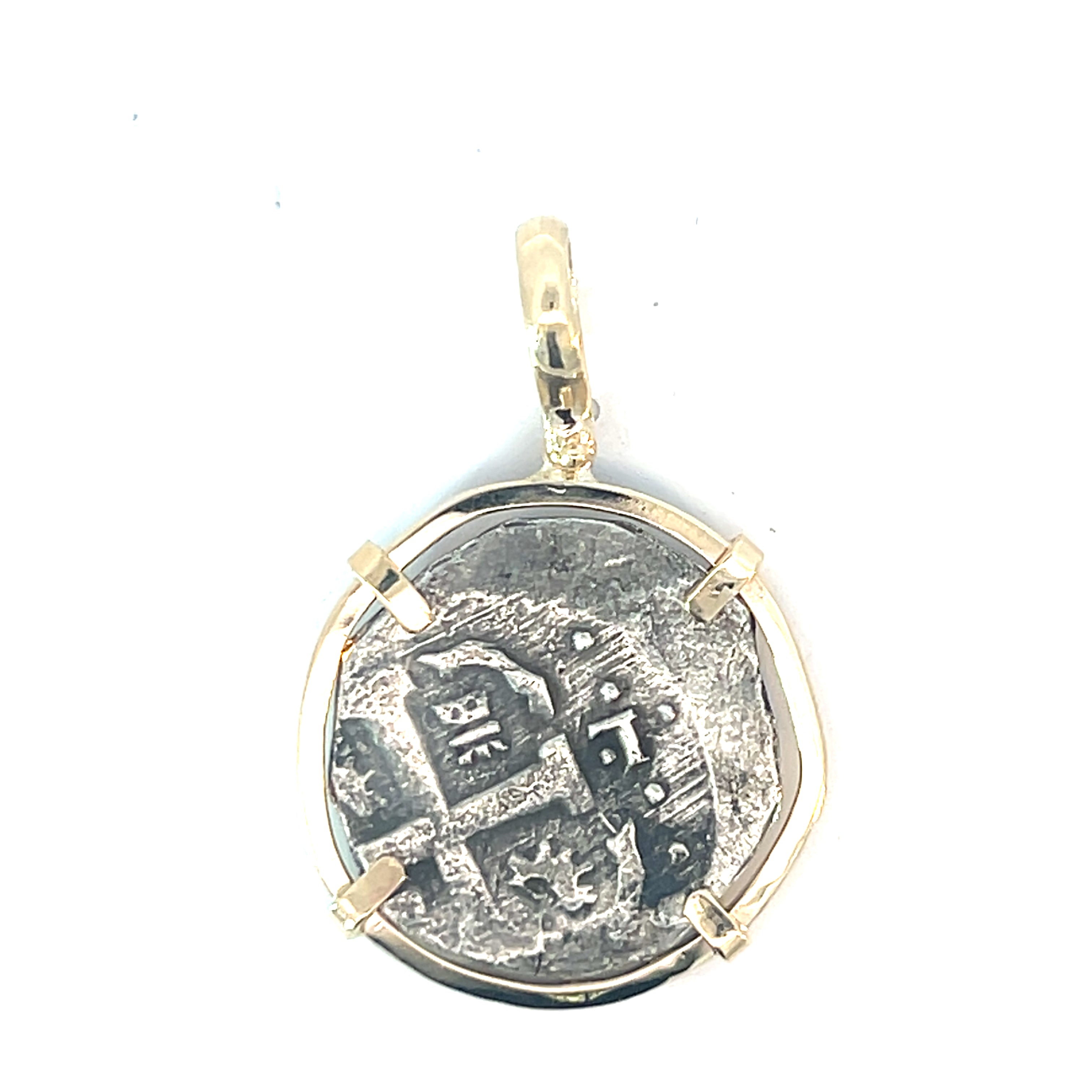14k Two Tone Medium/Large Coin Frame Atocha Copy Pendant