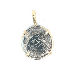 14k Two Tone Medium/Large Coin Frame Atocha Copy Pendant