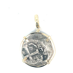 14k Two Tone Medium/Large Coin Frame Atocha Copy Pendant