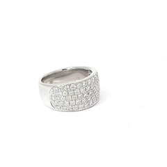 14k White Gold 1.50ct F VS2 Round Diamond 5 Rows Pave Band