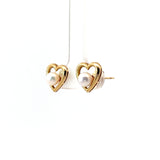 14k Yellow Gold Fresh Water White Pearl 5mm Heart 11mm Earrings