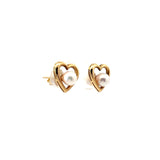 14k Yellow Gold Fresh Water White Pearl 5mm Heart 11mm Earrings