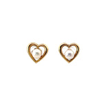 14k Yellow Gold Fresh Water White Pearl 5mm Heart 11mm Earrings