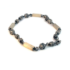 Sterling Silver 15.4 Gram Men's Bracelet with Round Cubic Zirconium Stone