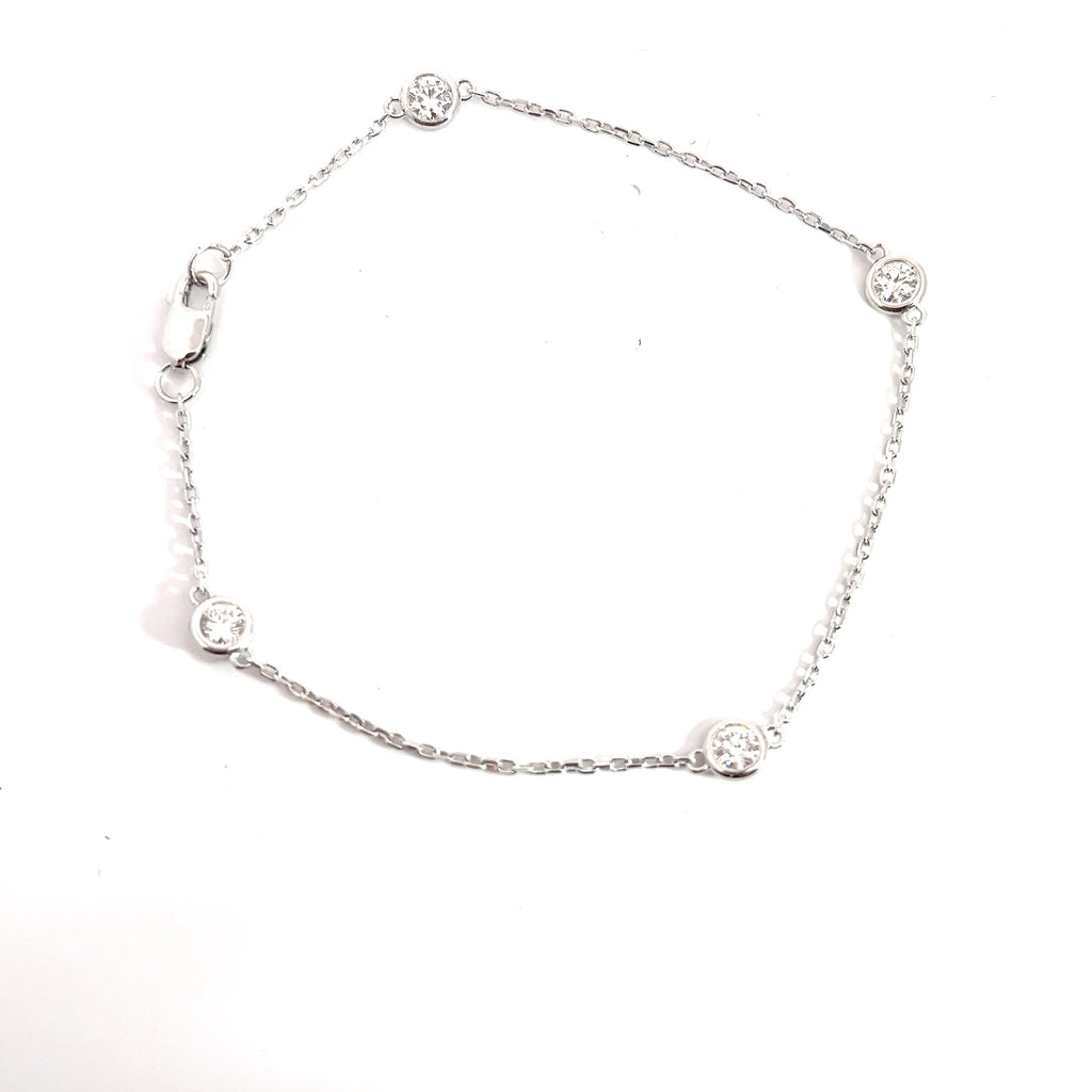 14k White Gold .75ct G VS2 Round Diamond / Diamond By the Yard Bracelet