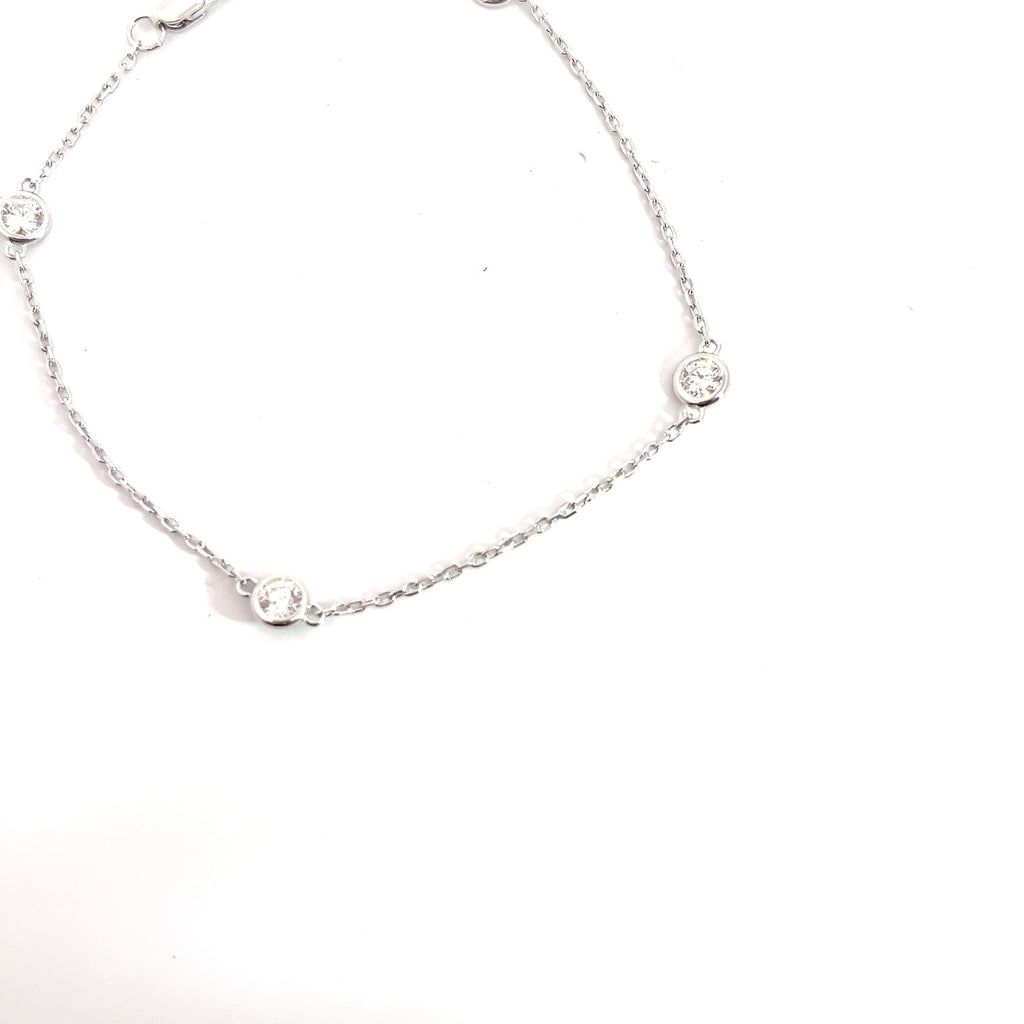 14k White Gold .75ct G VS2 Round Diamond / Diamond By the Yard Bracelet