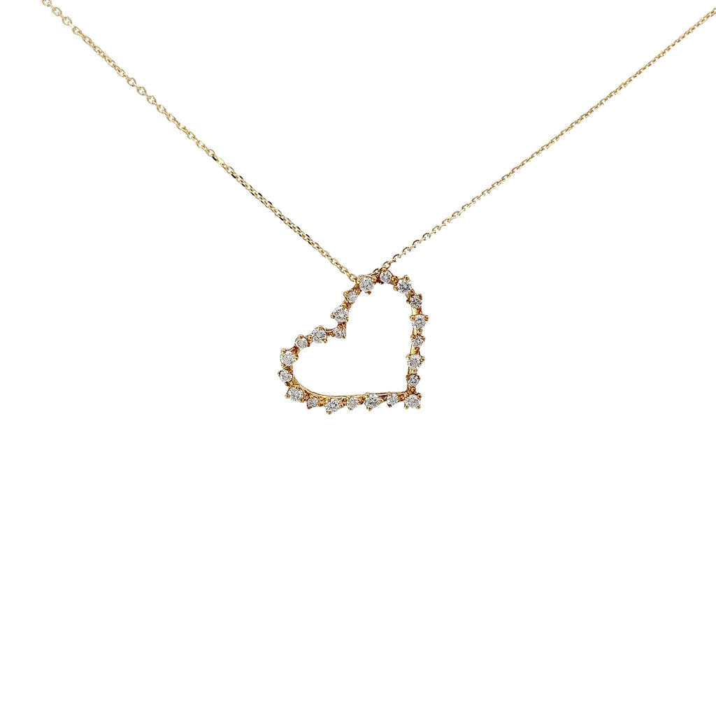14k Yellow Gold .65ct  G VS2 Round Diamond Heart Necklace 3.2 gram