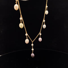 14k Yellow Gold Pearl Dangle Necklace 4 Gram