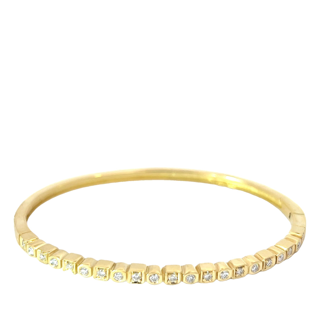 18k Yellow Gold .75ct F VS2 Round Diamond Bangle Bracelet