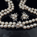 14k White Gold Vintage G VS2 Round  Diamond with Fresh Water White  Pearl Necklace and Earring set