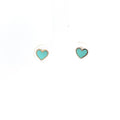 14k Yellow Gold Light Turquoise Enamel Heart Stud Baby Earrings