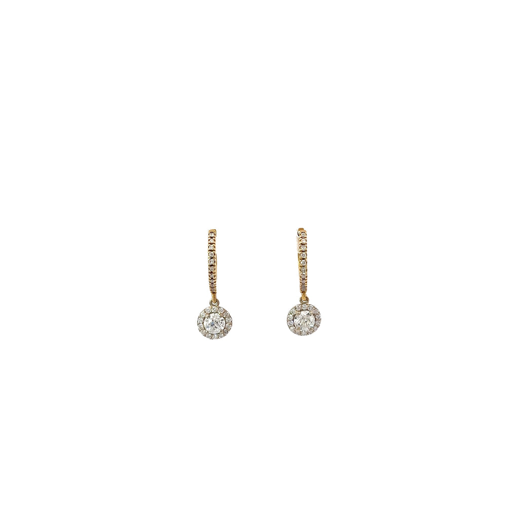 14k Two Toned 1.00ct F VS2 Round Diamond Drop Earrings