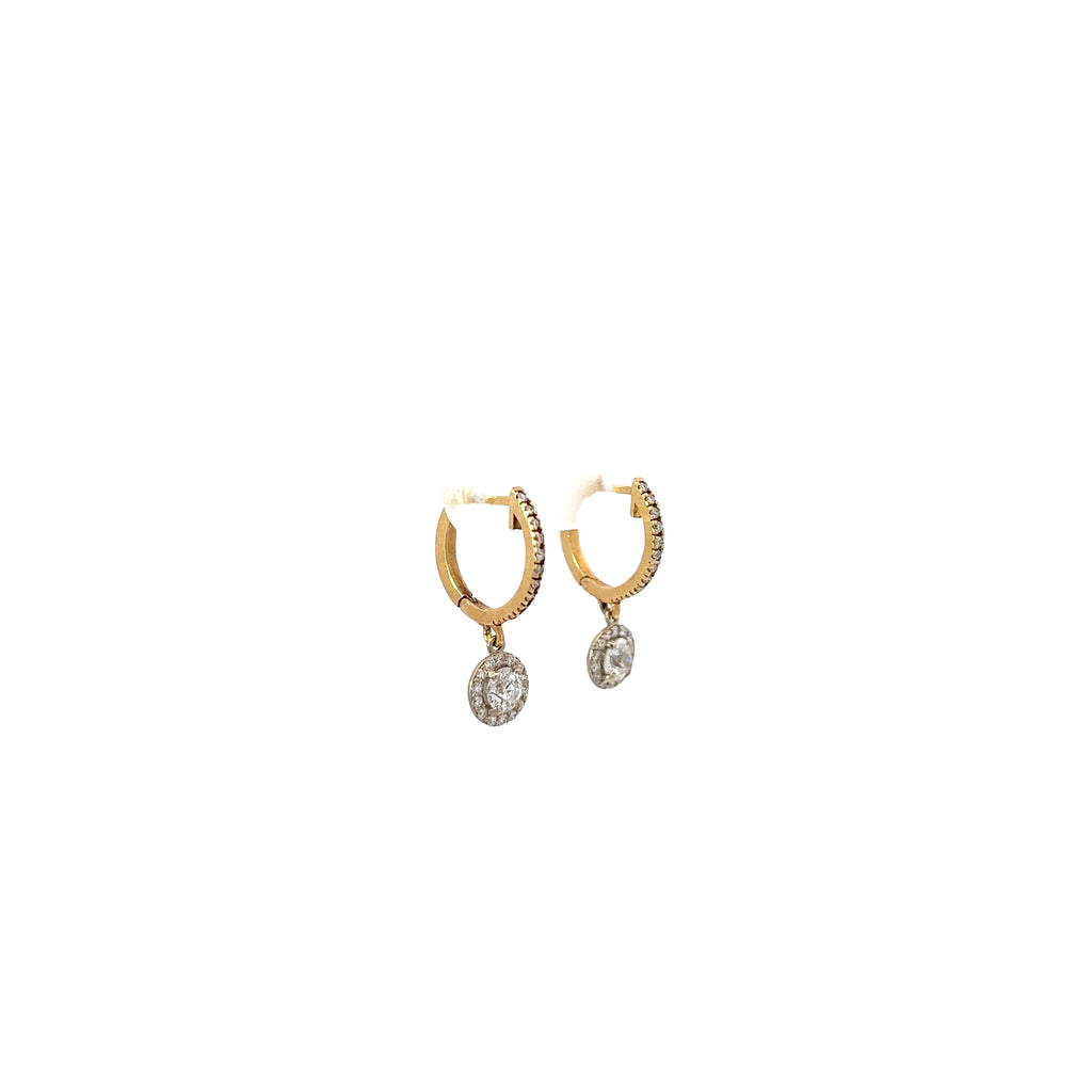 14k Two Toned 1.00ct F VS2 Round Diamond Drop Earrings