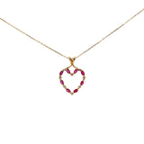 Ladies 14k yellow gold Ruby and Diamond Heart Necklace