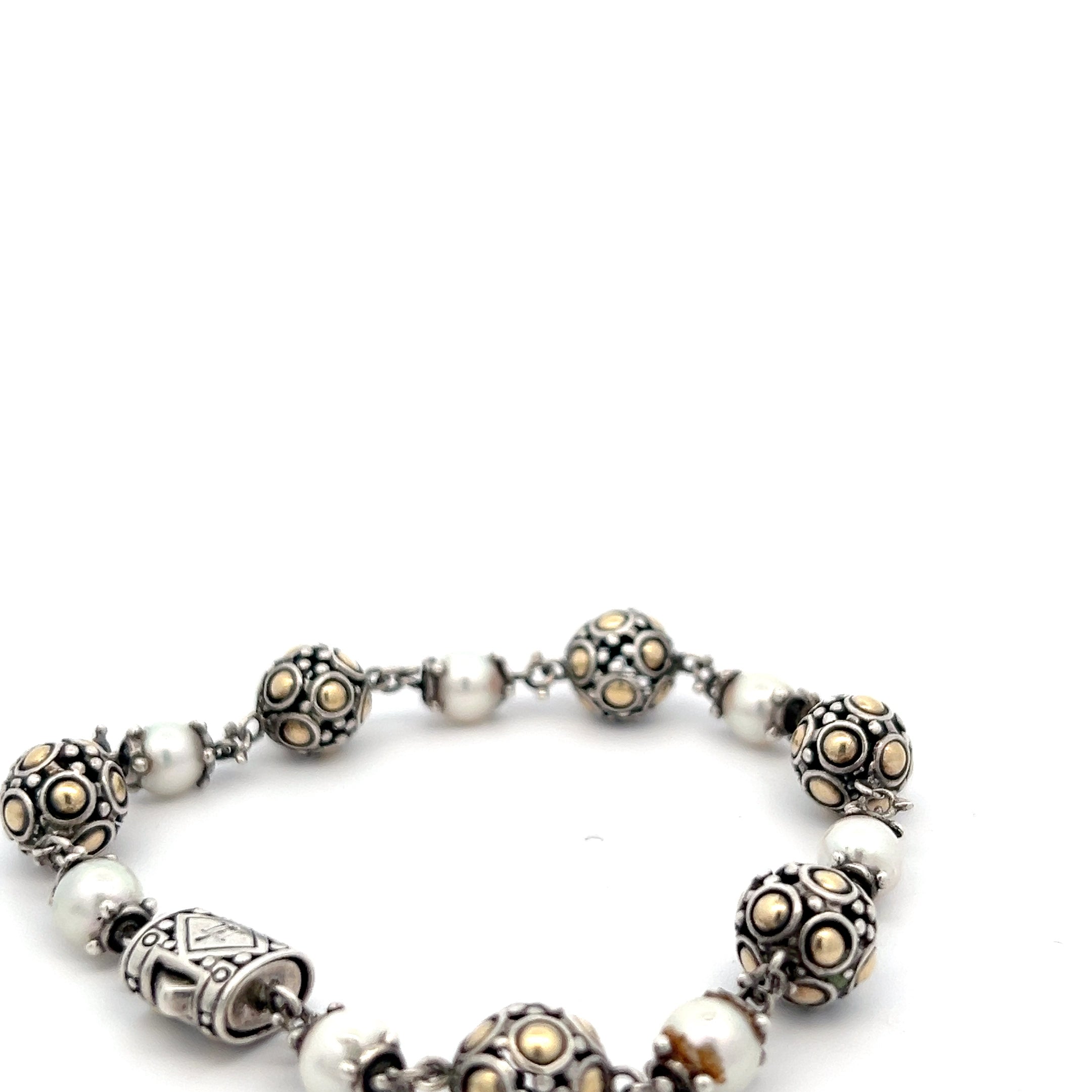 Pre-Loved John Hardy 18k Yellow Gold and Sterling Silver Pearl Bracelet