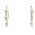 18k Two Tone Gold Hoop with symbols and 0.2ct Round Diamond Hoop Earrings