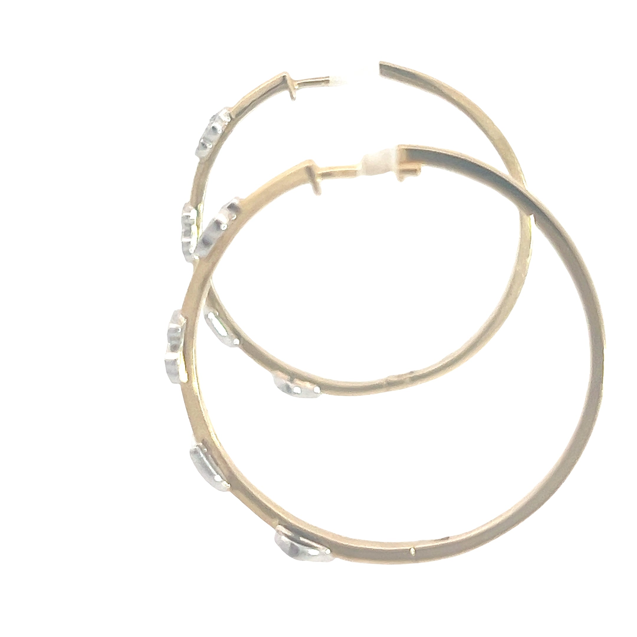 18k Two Tone Gold Hoop with symbols and 0.2ct Round Diamond Hoop Earrings