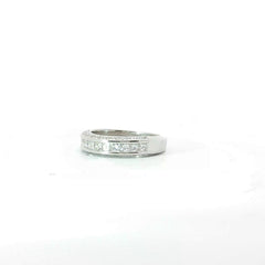 14k White Gold 1.00ct E VS1 Round and Princess Cut Total Diamond Weight Channel Set Wedding Band