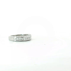 14k White Gold 1.00ct E VS1 Round and Princess Cut Total Diamond Weight Channel Set Wedding Band