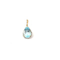 10K Yellow Gold 5.00ct Sky Blue Pear Shape Topaz/ .25ct H SI2 Round Diamond Pendant