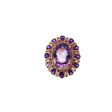 Ladies 18K Rose Gold Diamond and Amethyst Cocktail Ring