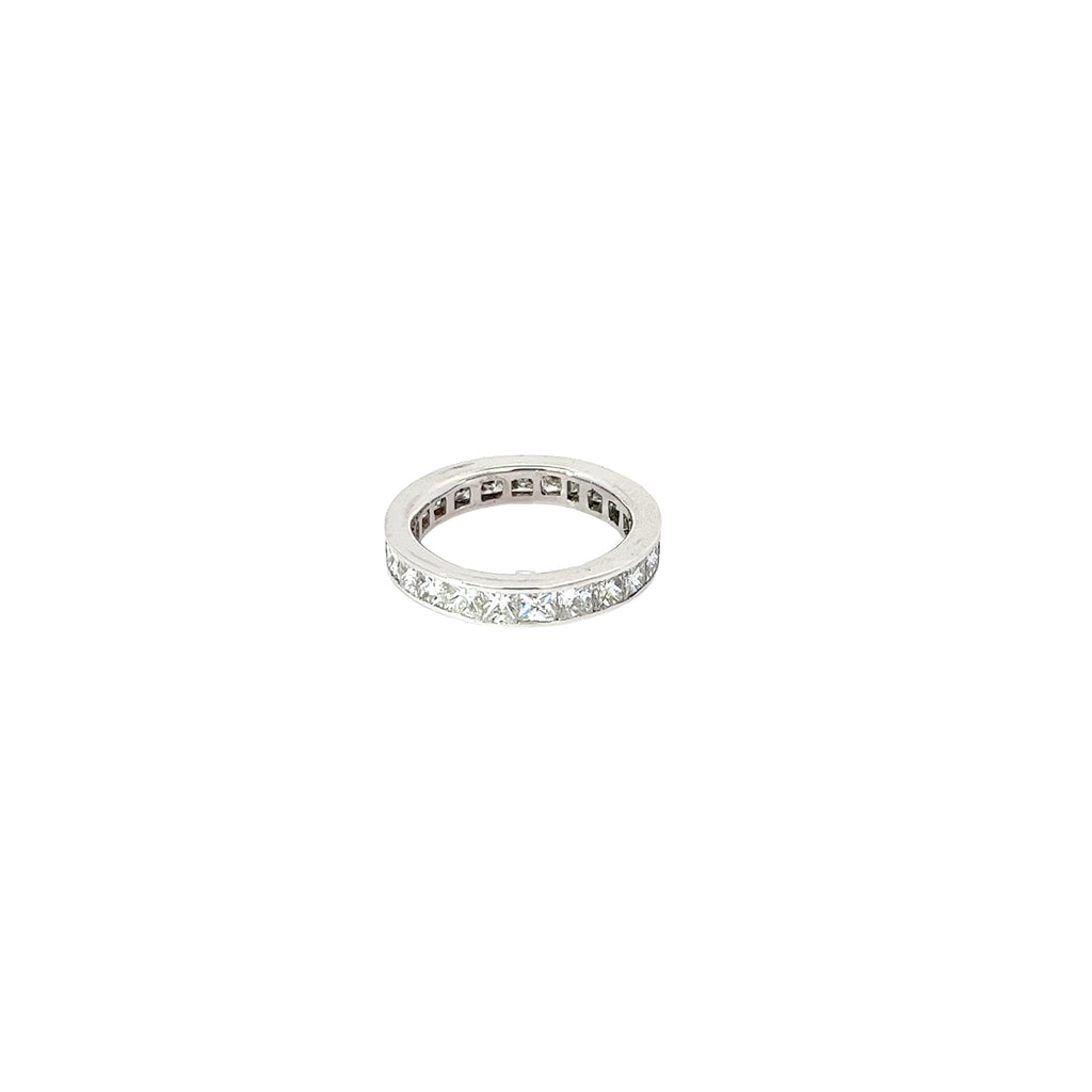 18k White Gold 3.00ct F VS2 Princess Cut Channel Set Eternity Size 6