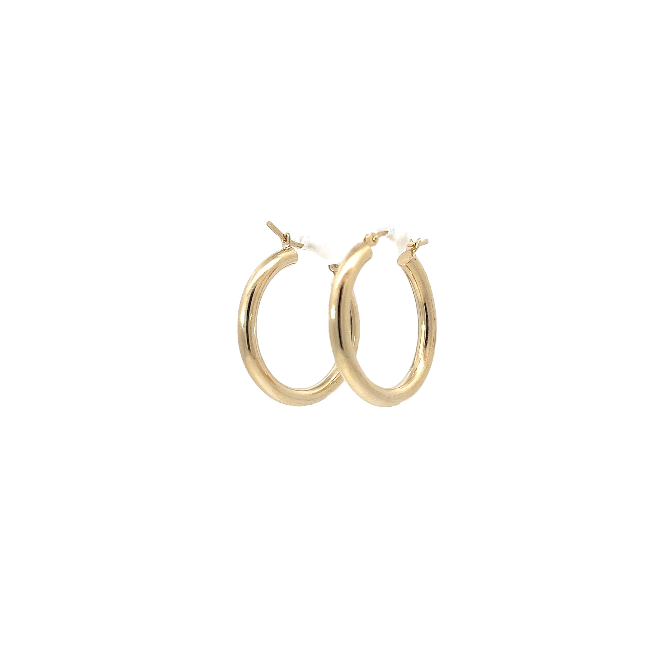 14k Yellow Gold Medium Polished 3mm Tube Hoop Earrings 2.0 gram