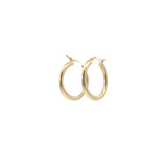 14k Yellow Gold Medium Polished 3mm Tube Hoop Earrings