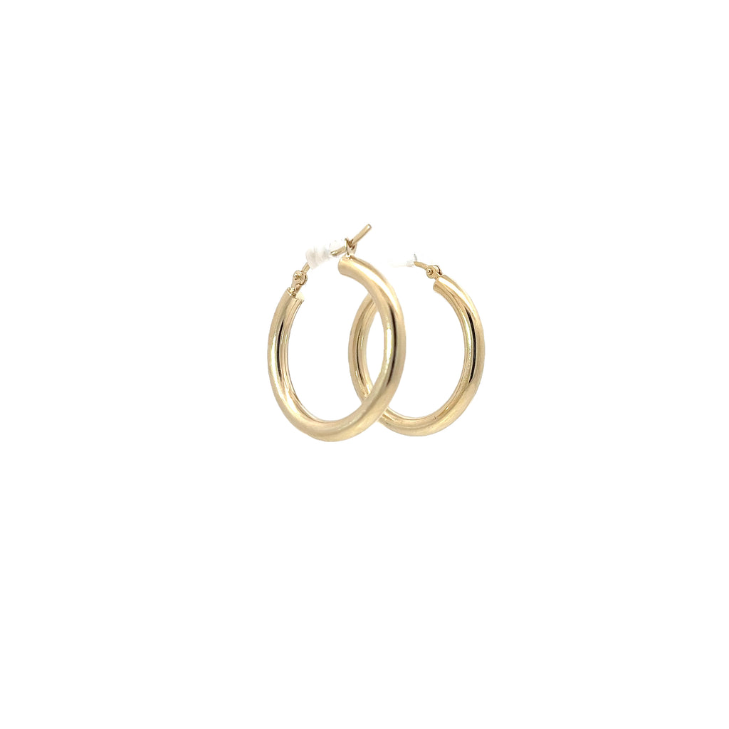 14k Yellow Gold Medium Polished 3mm Tube Hoop Earrings 2.0 gram