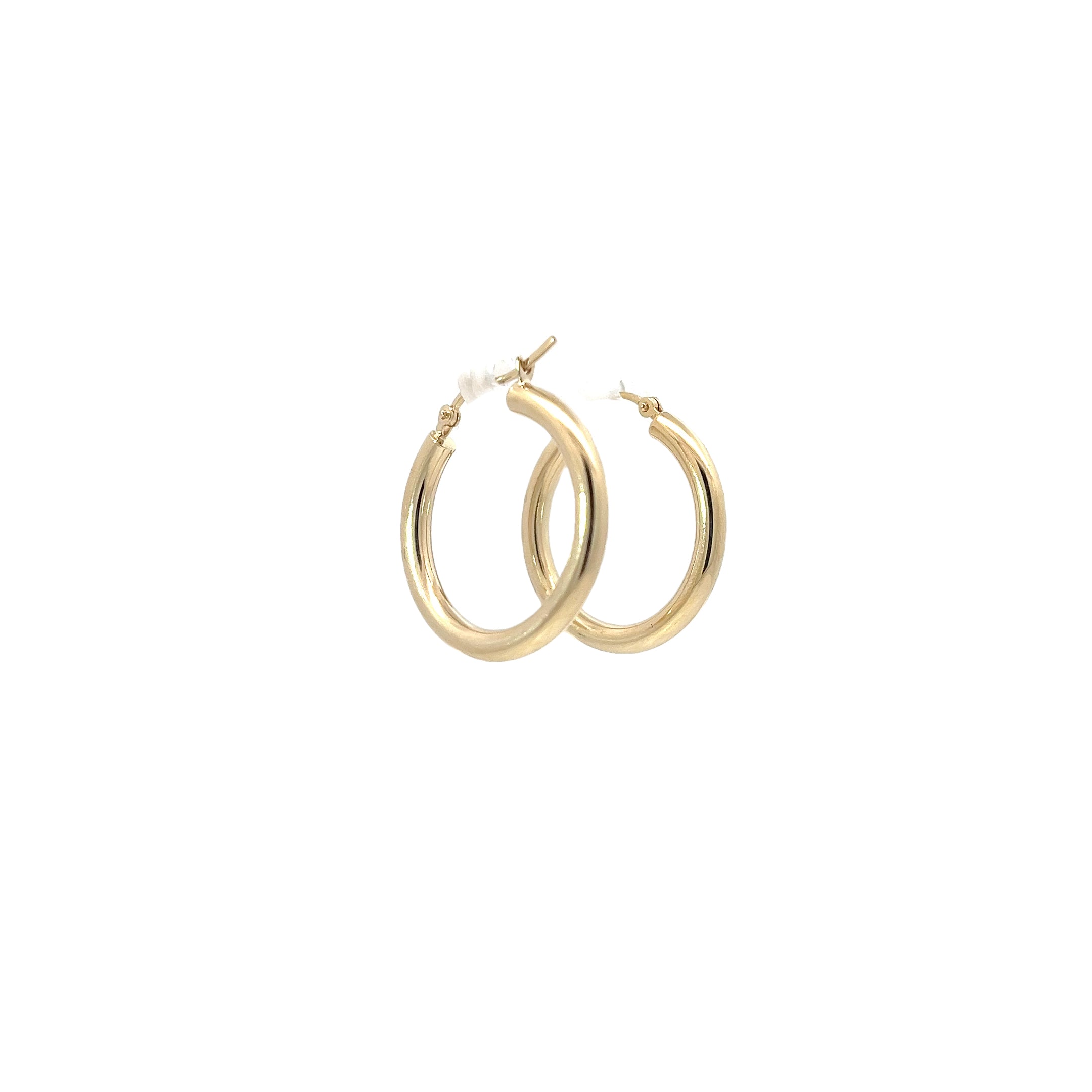 14k Yellow Gold Medium Polished 3mm Tube Hoop Earrings 2.0 gram