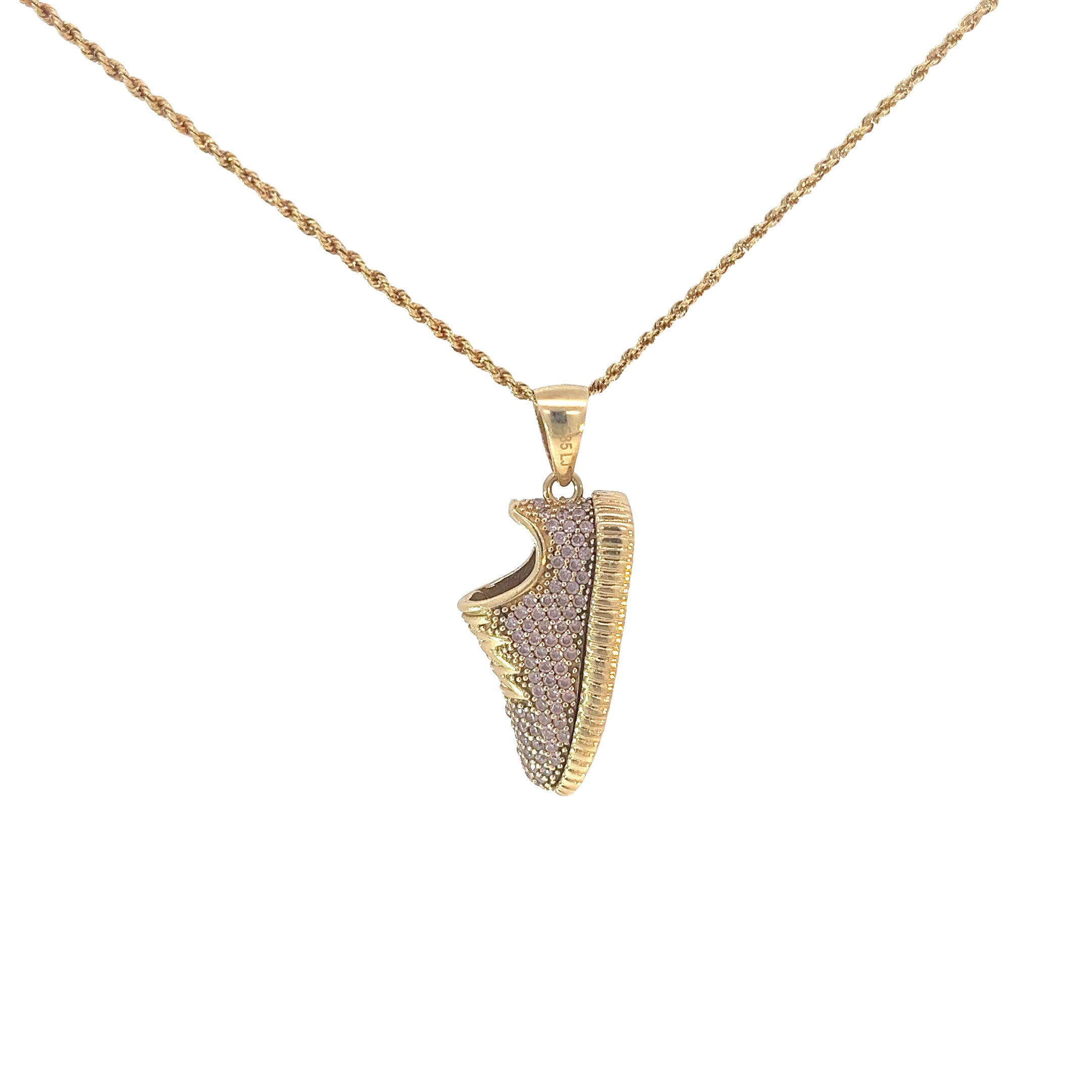 14k Yellow Gold 2.00ct Round Pink Sapphire Sneaker Necklace