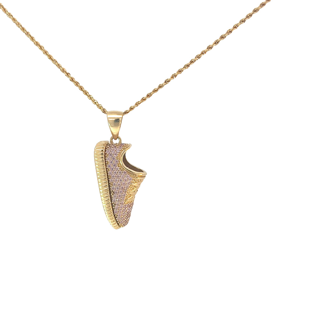 14k Yellow Gold 2.00ct Round Pink Sapphire Sneaker Necklace