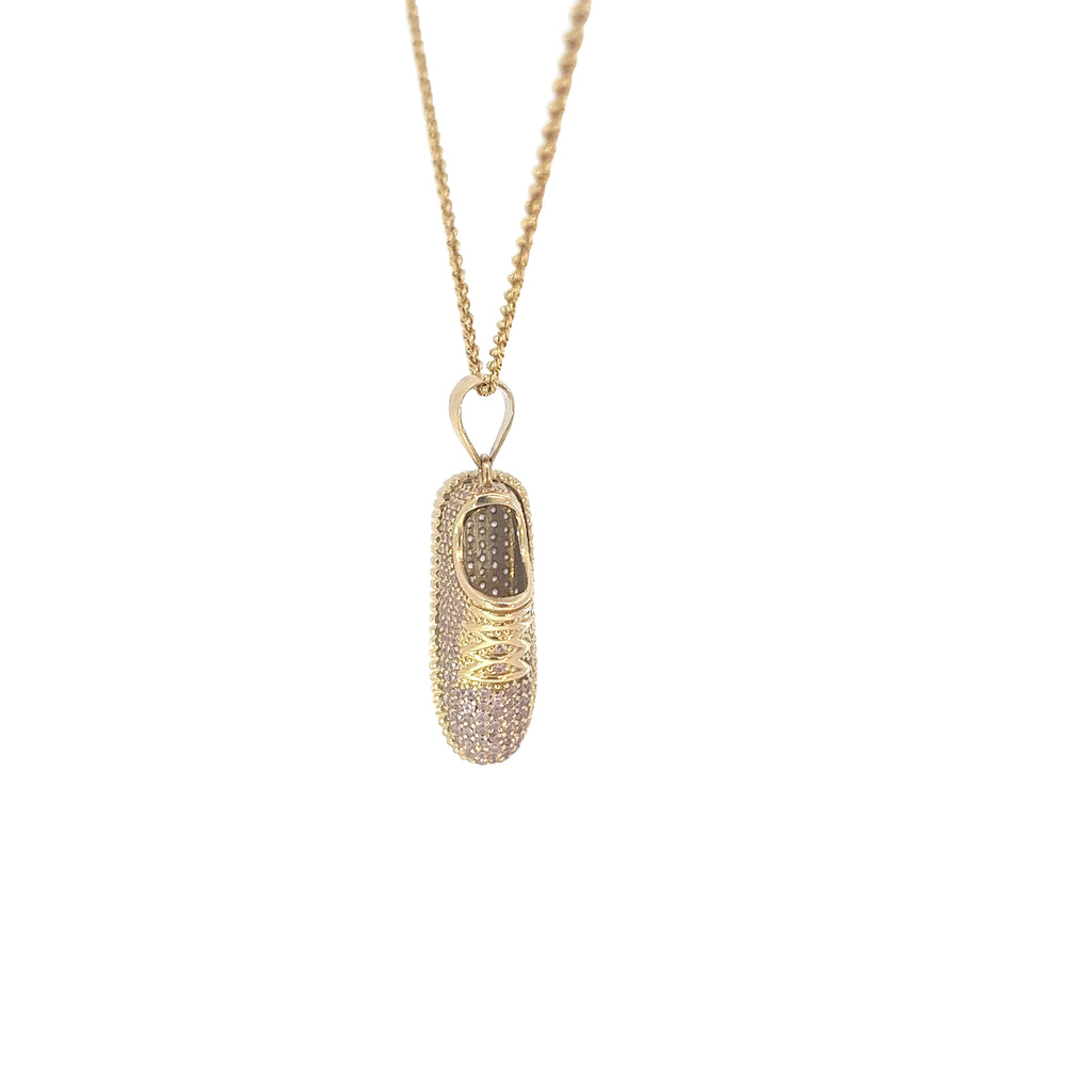 14k Yellow Gold 2.00ct Round Pink Sapphire Sneaker Necklace