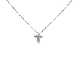 18k White Gold .18ct F VS1 Round Diamond Cross Necklace