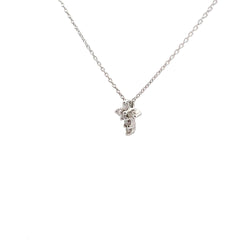 18k White Gold .18ct F VS1 Round Diamond Cross Necklace