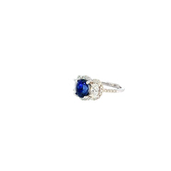 14K WHITE GOLD 2.26CT SRI LANKA BLUE ROUND SAPPHIRE/.75CT HVS2 DIAMOND RING