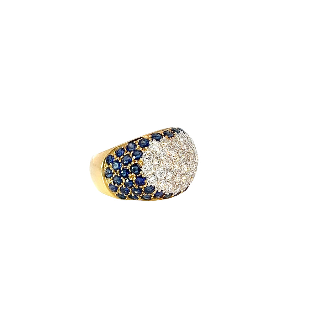 18k Yellow Gold 1.50ct Blue Sapphire AAA Grade and 1.25ct F VS2 Round Diamond Heart ring