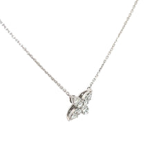 14k White Gold .50ct G VS2 Round Diamond Flower Pendant with Diamond By the Yard Necklace
