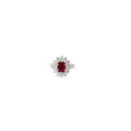 18k White Gold 1.00ct  Burma Ruby/ .75ct  F VS2 Round Diamond Ring