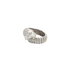 18k White Gold 1.50ct F VS2 Round Diamond Flexible Panther Ring 10.8 gram