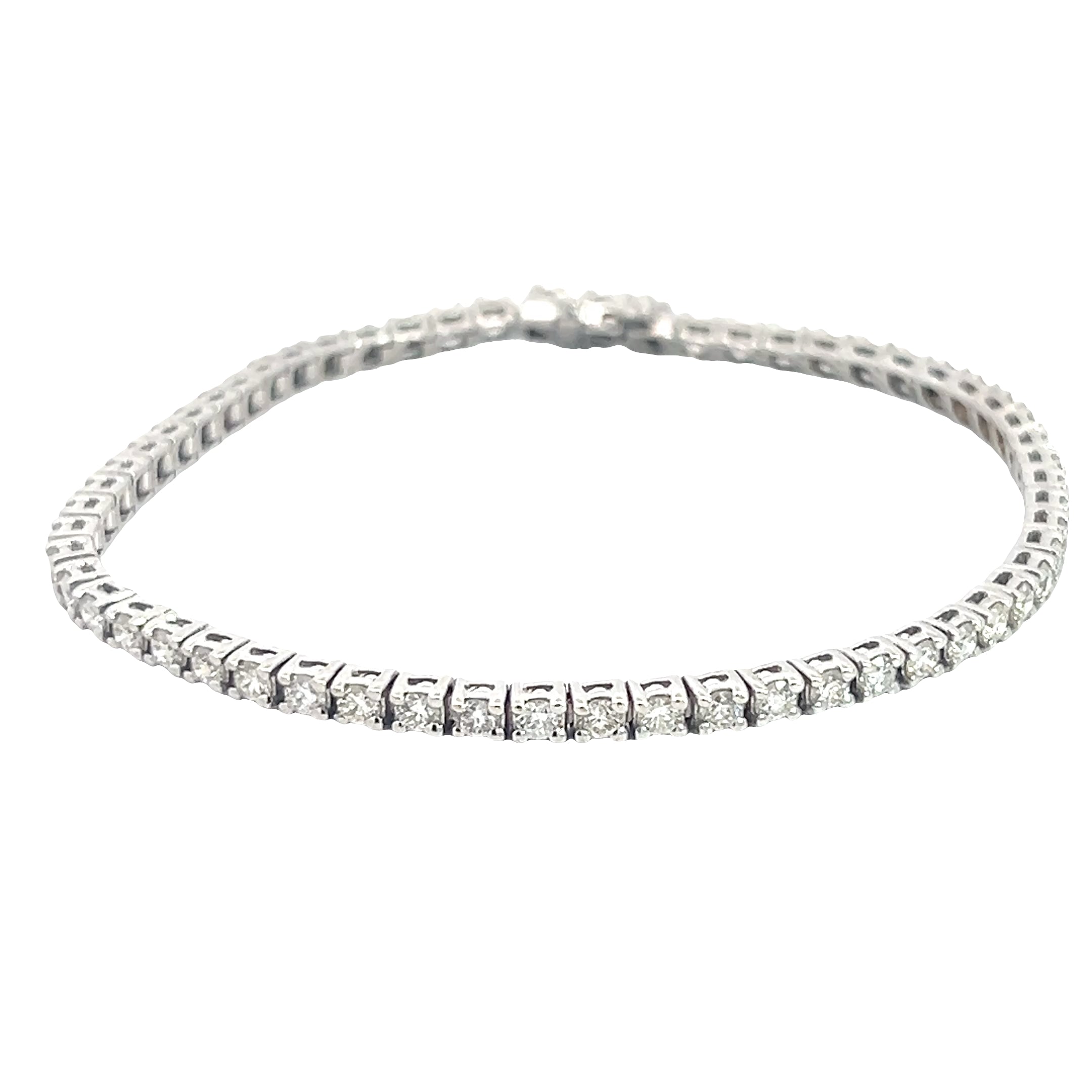 18k White Gold 3.09ct I VS2 Round Diamond Tennis Bracelet