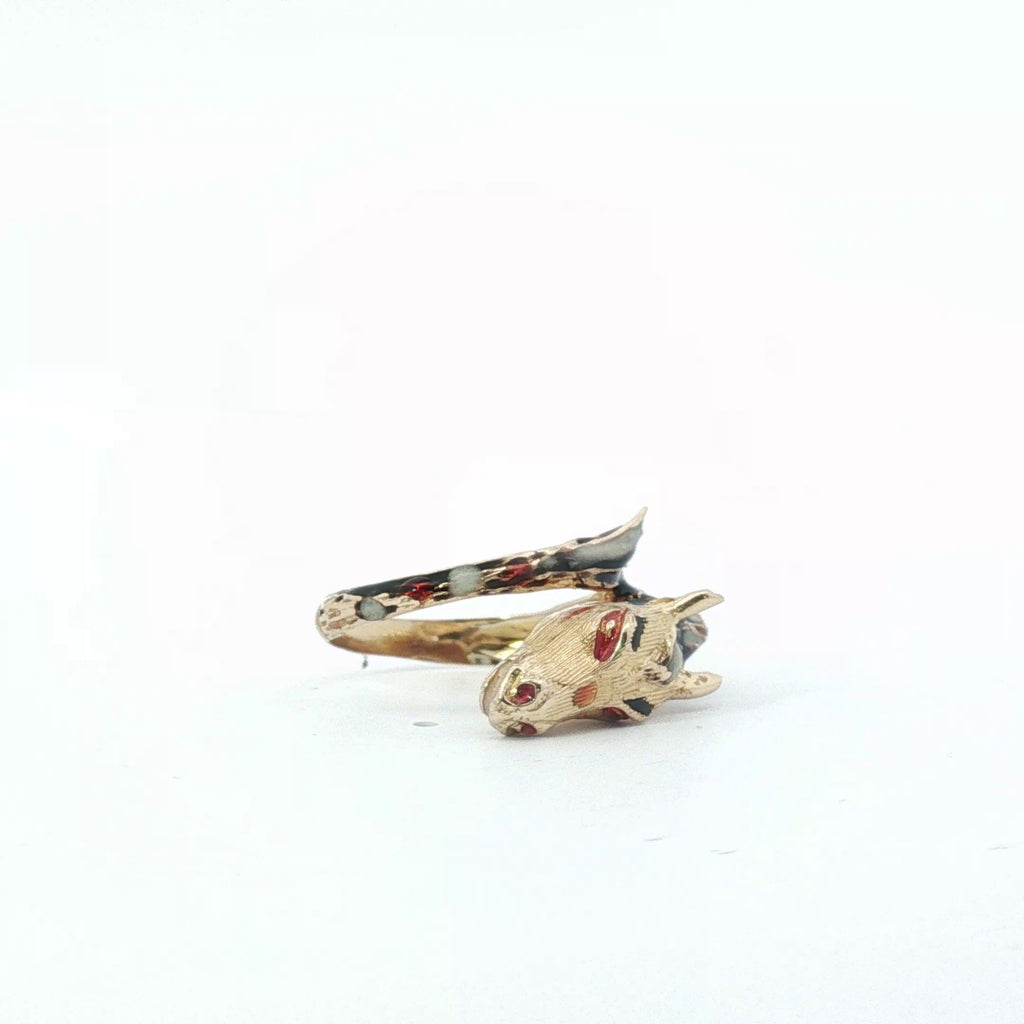 18k Yellow Gold Horse Enamel Design Ring
