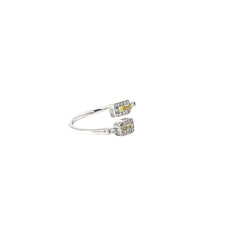 14k white gold .38ct G VS2 Baguette Shaped and Round Total Weight of diamond bypass ring